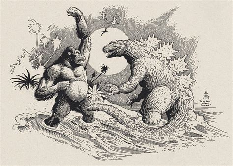 Godzilla vs. King Kong. | Kaiju art, Godzilla tattoo, Kaiju monsters