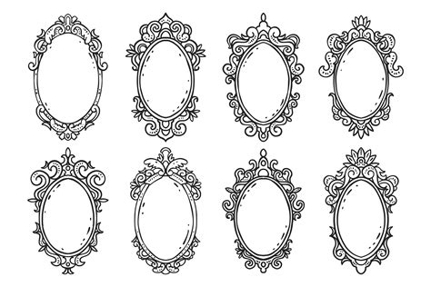 Hand Drawn Vintage Oval Frame Border Clip Art SVG EPS PNG Instant ...