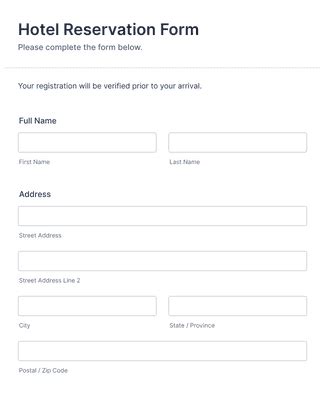 Hotel Reservation Form Template | Jotform