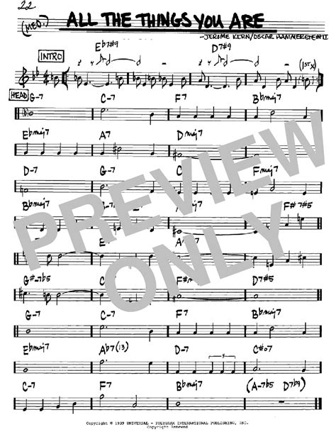 All The Things You Are Sheet Music | Jerome Kern | Real Book - Melody ...