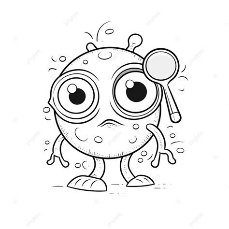 Cute Alien With Magnifying Glass And Funny Smile, Coloring Page, Basic Simple Cute Cartoon ...