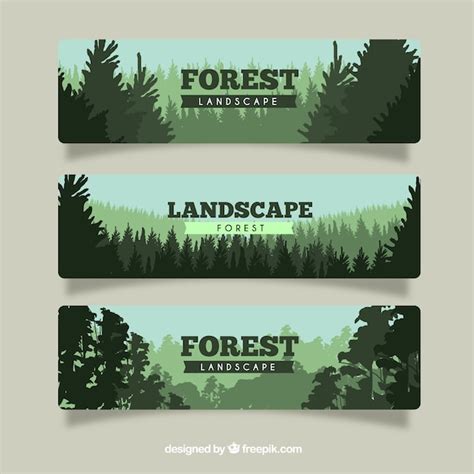 Premium Vector | Set of forest banners