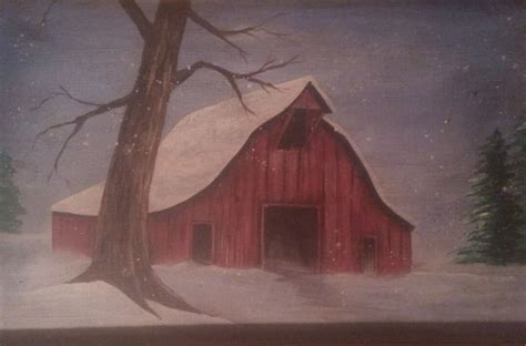 Winter Barn Painting at PaintingValley.com | Explore collection of Winter Barn Painting