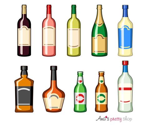 Alkohol Flaschen Clipart, Getränke, Weinflasche, Champagner, Martini, Whiskyflasche, Cognac ...