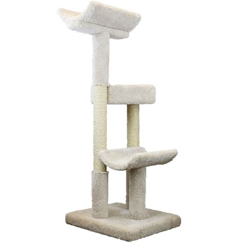 Prestige Cat Trees 3 Level Solid Wood Tan Double Scratching Post Cat ...