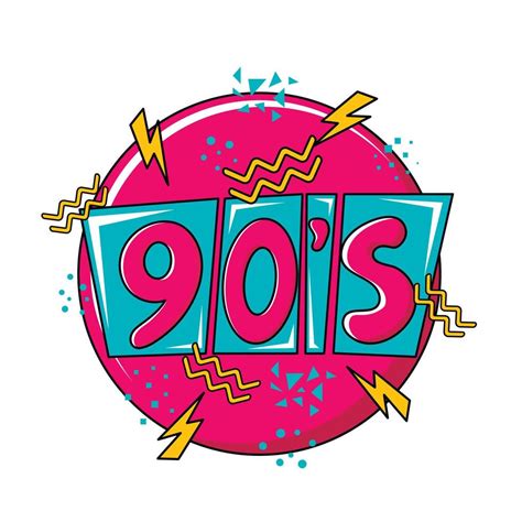 Vector flat illustration of 90s label logo number retro symbol in pop ...