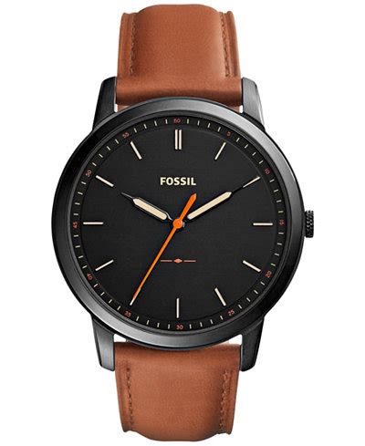 Fossil Men's The Minimalist Brown Leather Strap Watch 44mm FS5305 - Watches - Jewelry & Watches ...