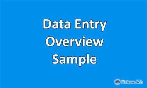 Data Entry Overview Sample and Example for Upwork - Webson Job