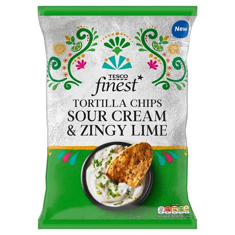 Tesco Finest Sour Cream & Zingy Lime Tortilla Chips 150g - Tesco Groceries