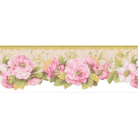 Brewster Wallcovering 7" Pink Floral Prepasted Wallpaper Border at Lowes.com