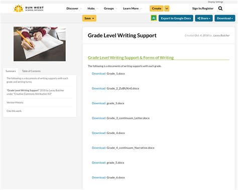 Grade Level Writing Support | Resource Bank