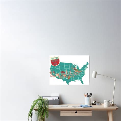 "Historic Route 66 Map" Poster for Sale by jenbucheli | Redbubble