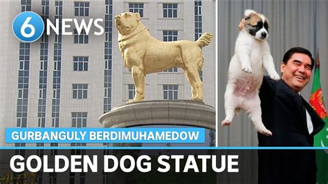 Gurbanguly Berdimuhamedow unveils giant golden statue of dog - YouTube