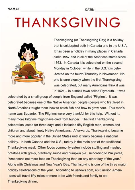 10 Best Thanksgiving Story Printable - printablee.com | Thanksgiving ...