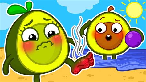 Oh No! It's Hot ☀️😯 Baby Avocado Learn Healthy Habits and Safety Tips On The Beach 🥑 - YouTube