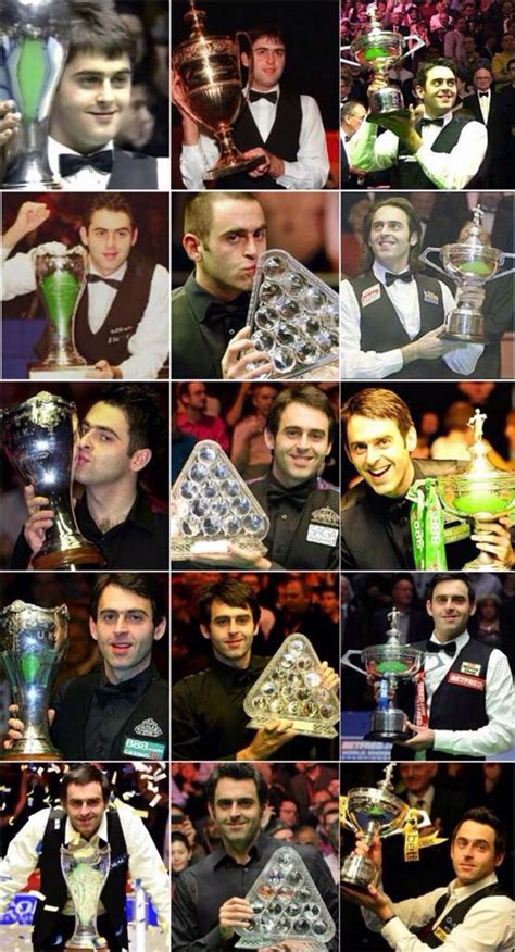 many different shots of men holding trophies