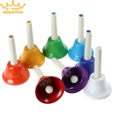 8Pcs/Set Colorful Musical Instrment Hand Bell 8 Note Musical Toy for Children Baby Early ...