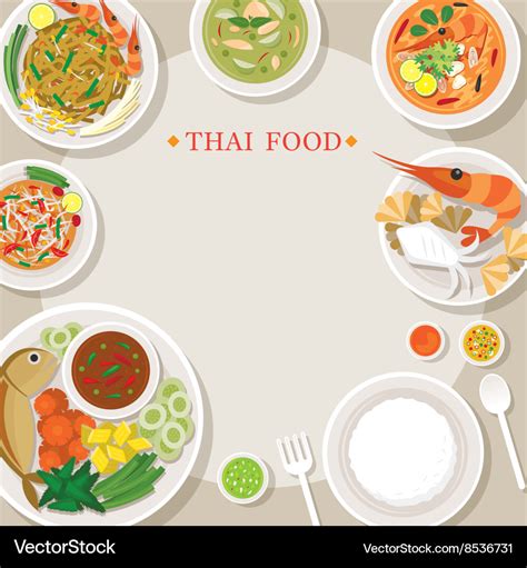 Thai food and cuisine frame Royalty Free Vector Image