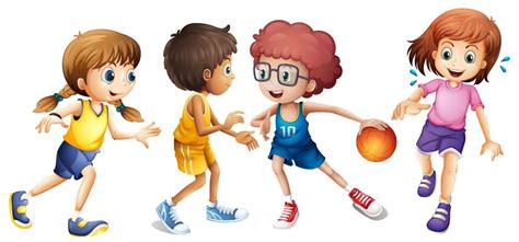 Kids Playing Basketball Vector Art, Icons, and Graphics for Free Download