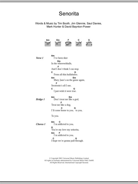 Señorita by James - Guitar Chords/Lyrics - Guitar Instructor