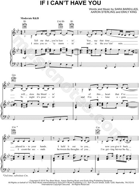 Sara Bareilles "If I Can't Have You" Sheet Music in Bb Major (transposable) - Download & Print ...