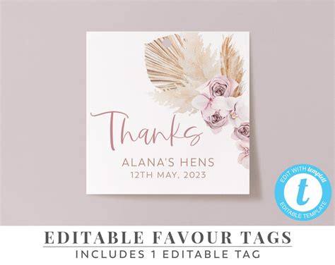 Printable Favour Tags, Editable Tags, Bachelorette Favor Tags, Hens Favour Tags, Bachelorette ...