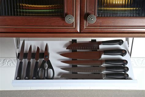 Drop Block Under Cabinet Knife Storage Rack - Large, White | Under ...