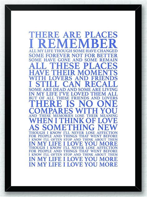 In My Life The Beatles Lyrics Song Lyrics Typography Print | Etsy | Beatles lyrics, Lyrics, Songs