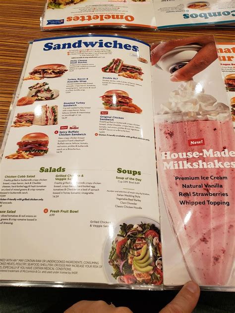 Menu at IHOP restaurant, Moncton