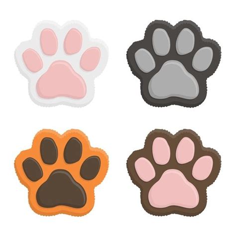 Set Kitten Paws. Animal Cat Paw Print In Flat Style Isolated On White ...