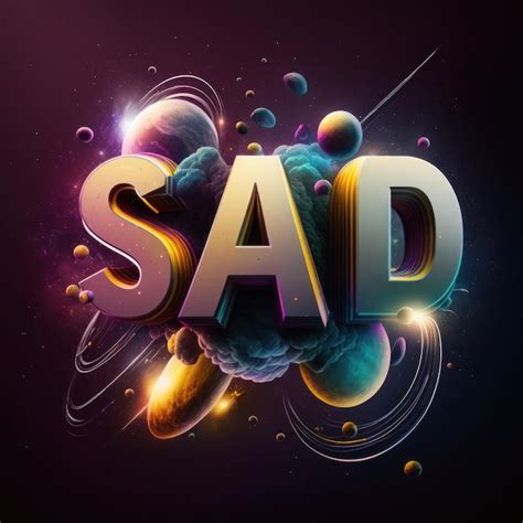 Premium Photo | A poster with the word sad in the middle.