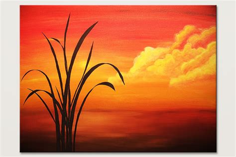 Sunset Palm Landscape Abstract Art Painting Id80