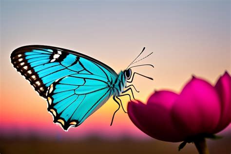 Premium Photo | A blue butterfly on a flower