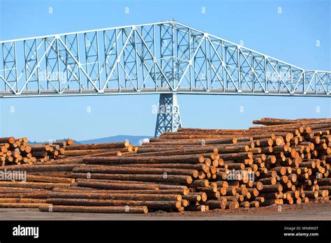 Lumber Mill in Rainier Oregon by Columbia River Longview Bridge Stock Photo - Alamy