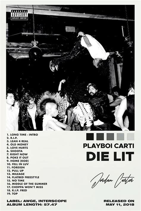 Playboi Carti Poster Die Lit Album Cover Music posters for room aesthetic Canvas Wall Art ...