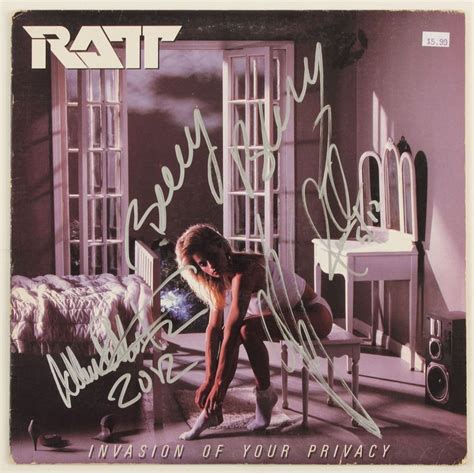 RATT 'Invasion of your Privacy' album LP autographed by The Band.