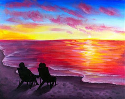 Paint and Sip Canvas Night - Couples Beach Sunset, Clay Cup Studios ...