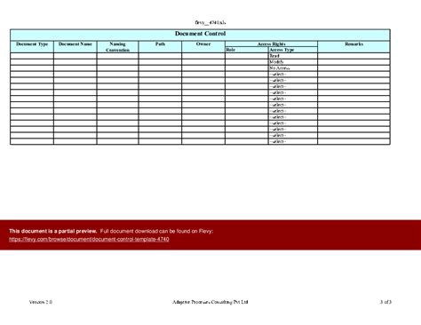 Excel Template: Document Control Template (Excel template XLS) | Flevy