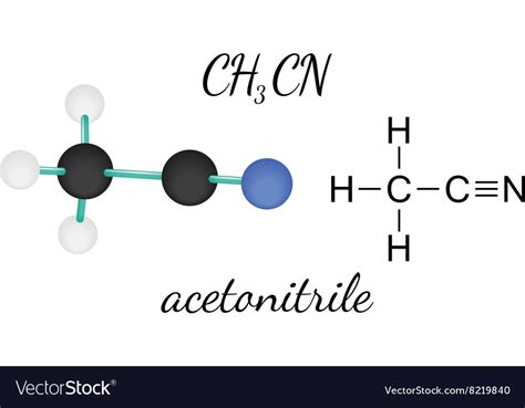 CH3CN acetonitrile molecule Royalty Free Vector Image