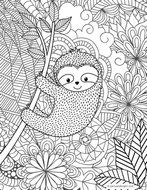 13 Cute Sloth Coloring Pages & Printable Activities – Party + Bright