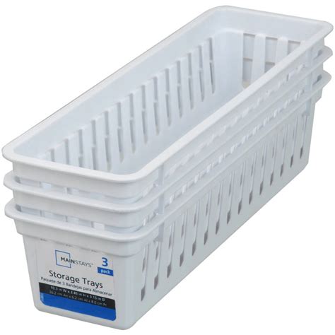 Mainstays Mini White Narrow Storage Bin Trays, 3 Count - Walmart.com