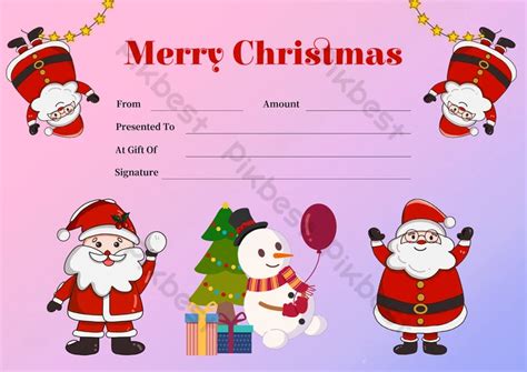 Christmas Cartoon Minimalist Gift Certificate | PSD Free Download - Pikbest