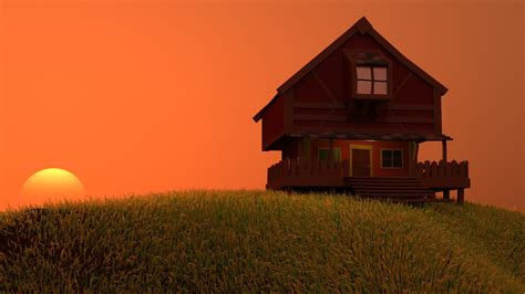 ArtStation - Stylised House in Sunset