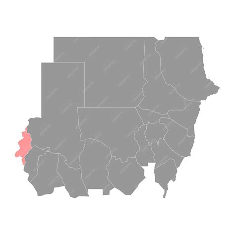 Premium Vector | West Darfur State map administrative division of Sudan ...