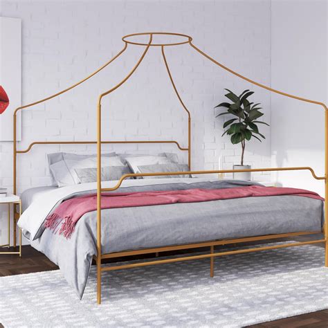 Novogratz Camilla Metal Canopy Bed, King Size Frame, Gold - Walmart.com ...