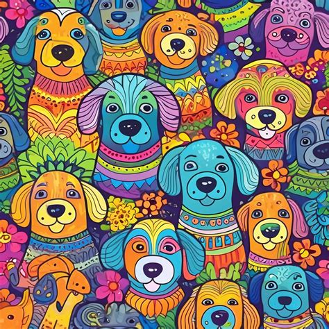 Seamless Cute Cartoon Dog Pattern Free Stock Photo - Public Domain Pictures