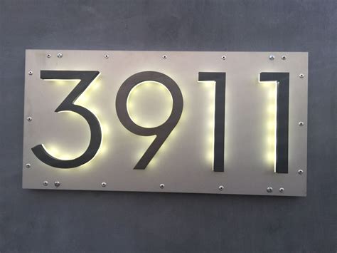 LED 8" modern bronze backlit address numbers | House numbers diy, House numbers, House address sign