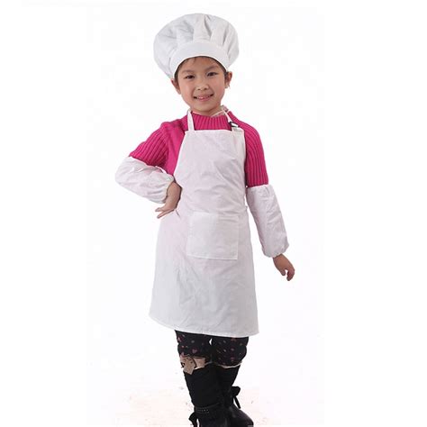 Cotton White Kids Apron and Chef Hat Child Cooking Baby Apron Avental de Cozinha Divertido ...