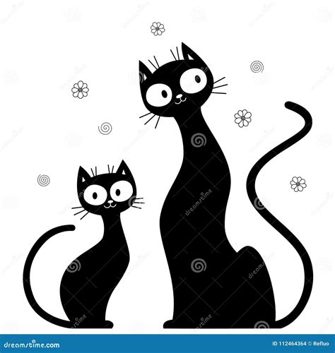 Two cute cat silhouettes stock vector. Illustration of decoration - 112464364