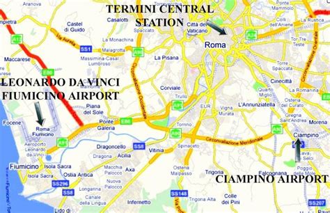 Rome airports map location - Map of Rome showing airports (Lazio - Italy)